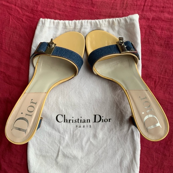 Dior Denim Key Lock Heeled Mules from John Galliano Era. SIZE 36 Multi-Colour - Picture 2 of 7